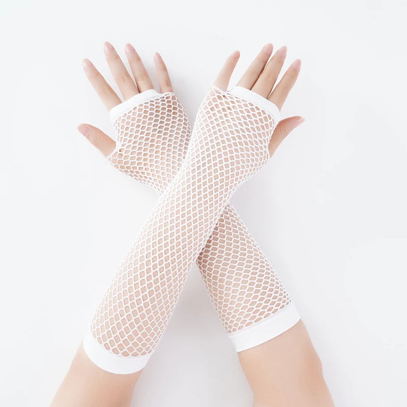 New Fashion Neon Fishnet Fingerless Long Gloves