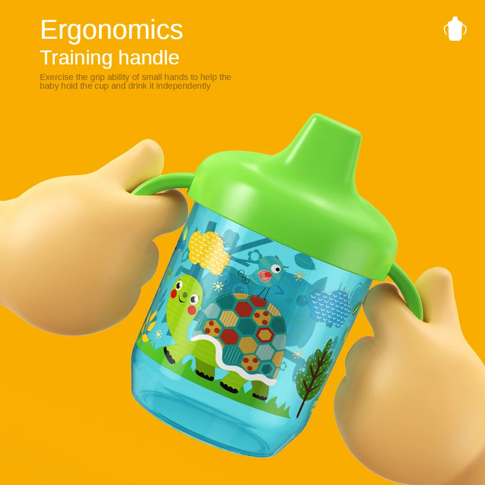 260ml Cartoon Baby Drinking Cup with Handle – Durable PP Plastic, Suitable for Ages 7 Months to 12 Years