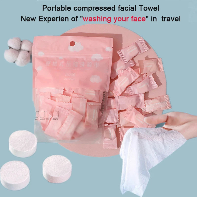 Disposable Mini Compressed Face Towels – Quick Absorb Non-Woven Travel Wipes, 20/50 pcs
