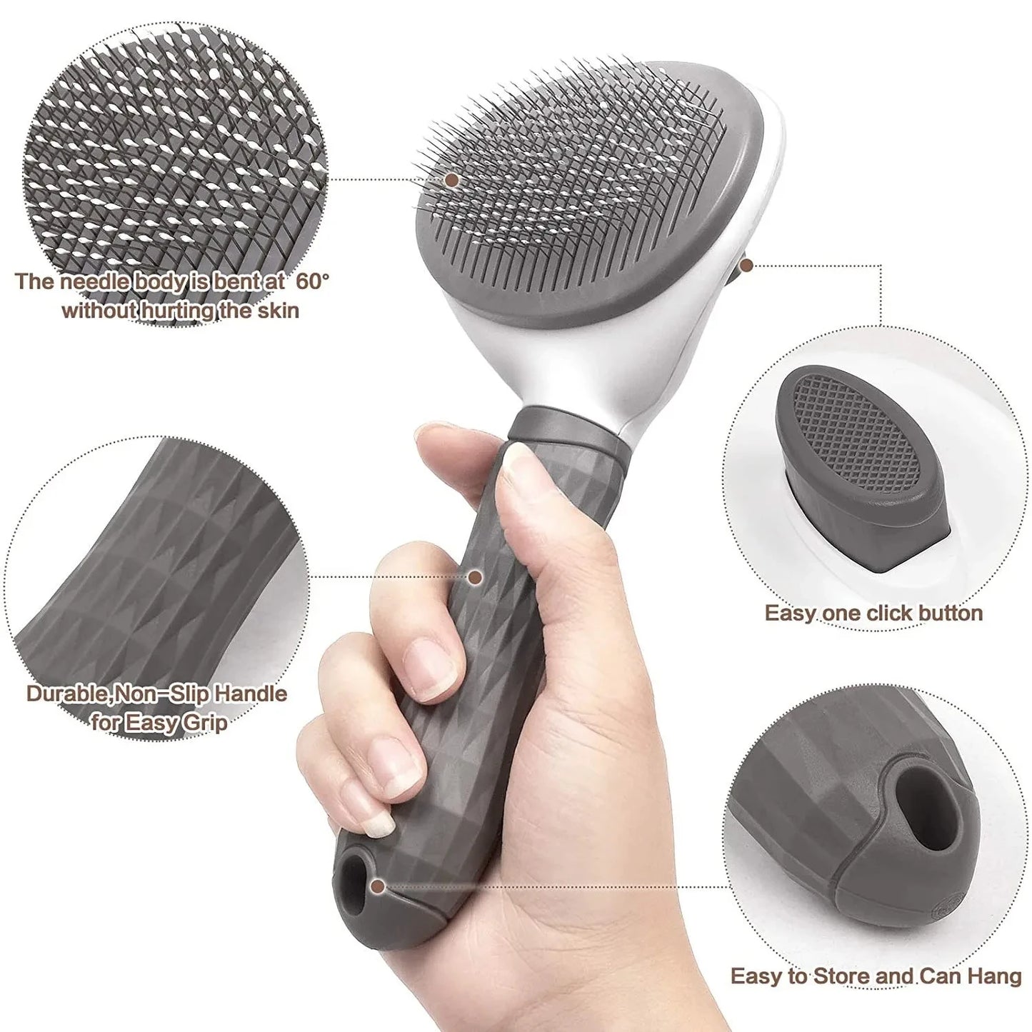 Pet Hair Removal Brush – Slicker Grooming Brush with Stainless Steel Pins for Dogs and Cats