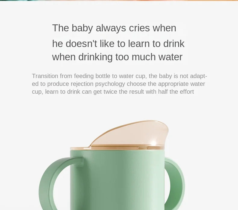 Baby Feeding Cups Kid Le150ml Baby Drinking Cup with Handle – Solid Color PP Plastic with Silicone Seal, Suitable for Ages 7 to 12 Yearsarning Drinking Cup with Double Handle Flip Lid Leakproof Infants Water Cups Bottle BPA Free with Lid
