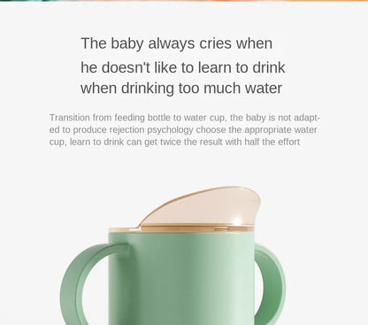 Baby Feeding Cups Kid Le150ml Baby Drinking Cup with Handle – Solid Color PP Plastic with Silicone Seal, Suitable for Ages 7 to 12 Yearsarning Drinking Cup with Double Handle Flip Lid Leakproof Infants Water Cups Bottle BPA Free with Lid