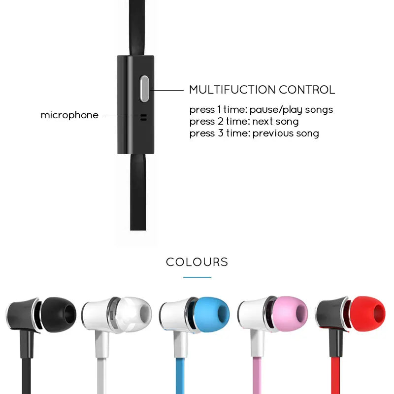 3.5mm Wired In-Ear Headphones with Microphone – Stereo Sound, Flat Tangle-Free Cable, Noise Isolation