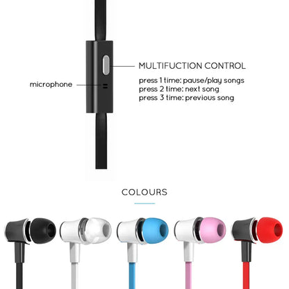 3.5mm Wired In-Ear Headphones with Microphone – Stereo Sound, Flat Tangle-Free Cable, Noise Isolation
