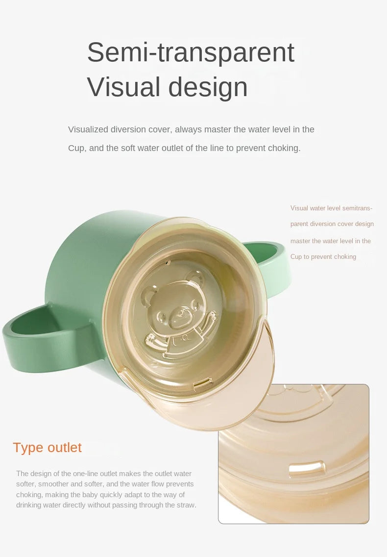 Baby Feeding Cups Kid Le150ml Baby Drinking Cup with Handle – Solid Color PP Plastic with Silicone Seal, Suitable for Ages 7 to 12 Yearsarning Drinking Cup with Double Handle Flip Lid Leakproof Infants Water Cups Bottle BPA Free with Lid