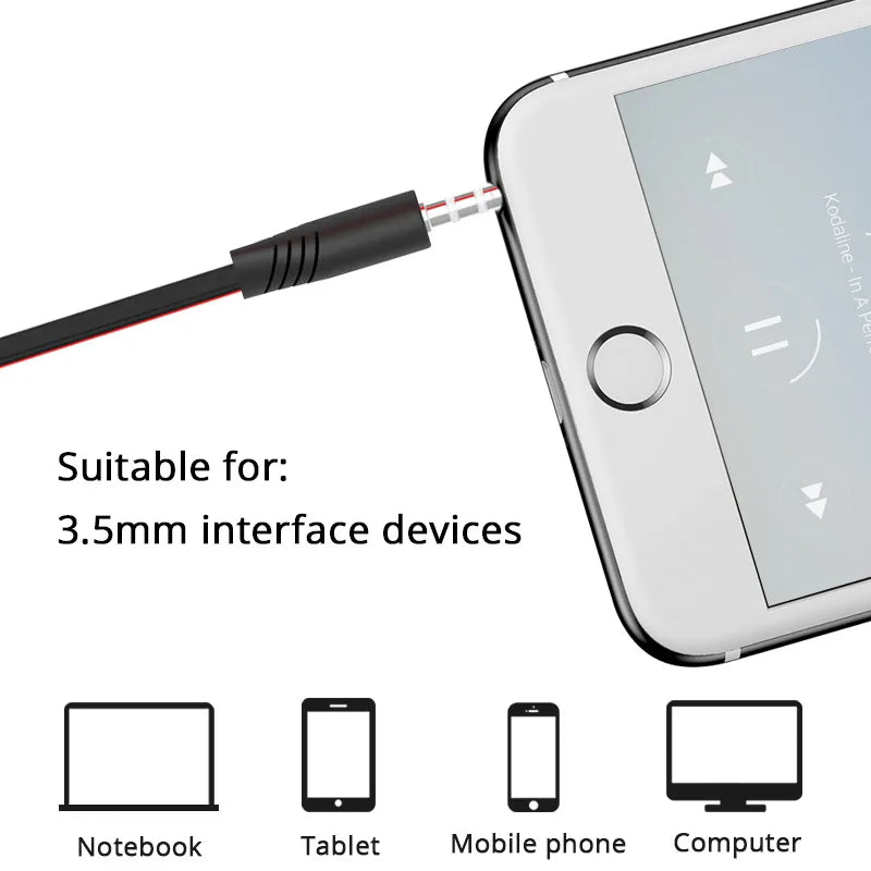 3.5mm Wired In-Ear Headphones with Microphone – Stereo Sound, Flat Tangle-Free Cable, Noise Isolation