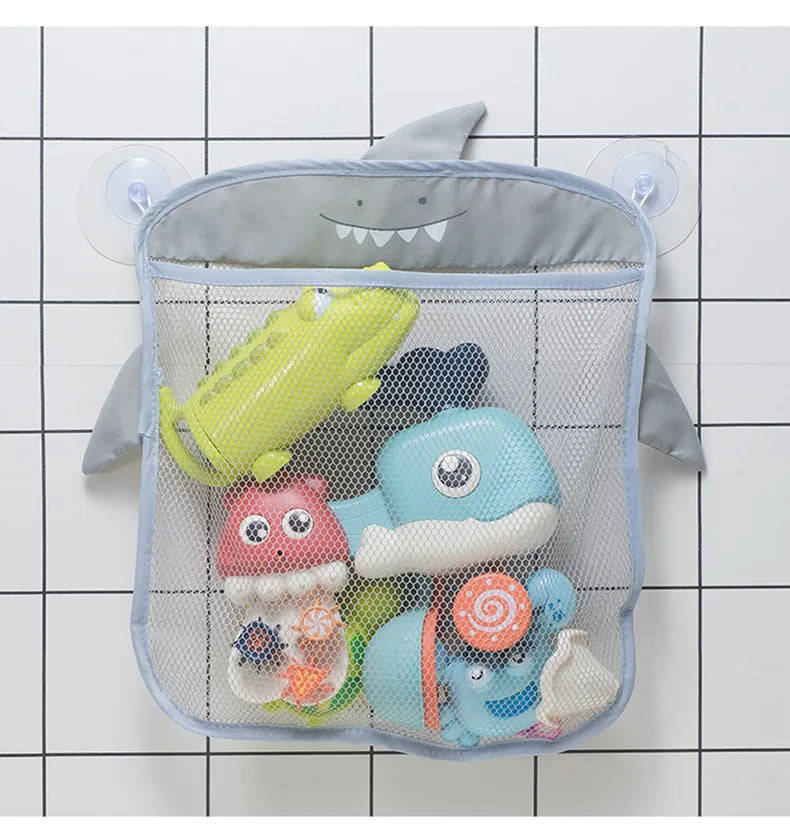 Baby Bath Toys Organizer – Mesh Net Storage with Toothbrush Holder – 39×35 cm