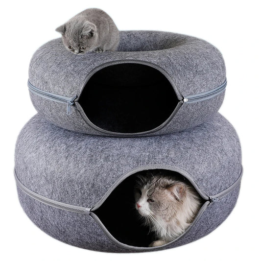 Donut Cat Bed & Tunnel - Dual-Use Toy