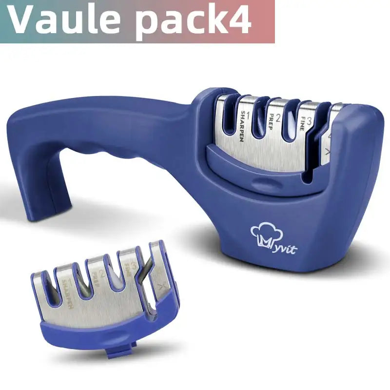 4-Stage Knife and Scissors Sharpener – Non-Slip Base, Ergonomic Handle, Diamond & Ceramic Slots