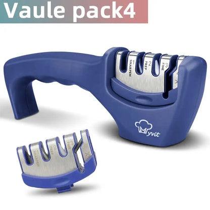 4-Stage Knife and Scissors Sharpener – Non-Slip Base, Ergonomic Handle, Diamond & Ceramic Slots