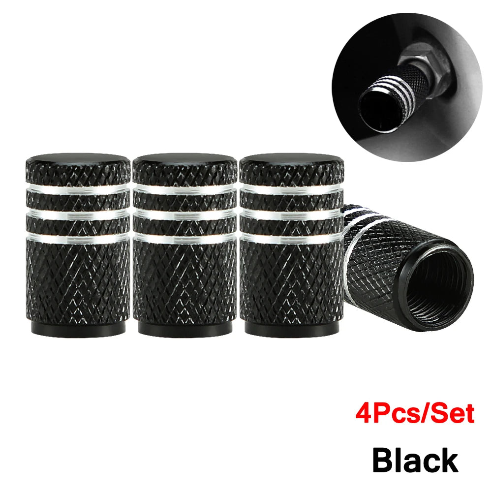 Aluminium Wheel Air Valve Covers – 4pcs Set with O-Ring Seal, Multi-Color