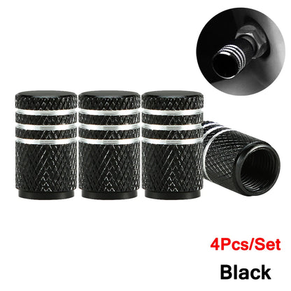 Aluminium Wheel Air Valve Covers – 4pcs Set with O-Ring Seal, Multi-Color