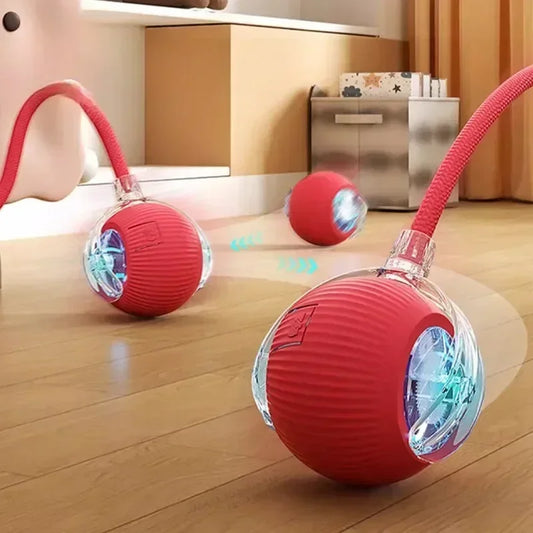 Interactive Smart Cat Toy Ball – USB Rechargeable Bouncy Ball with Tail – Automatic & Obstacle-Avoiding
