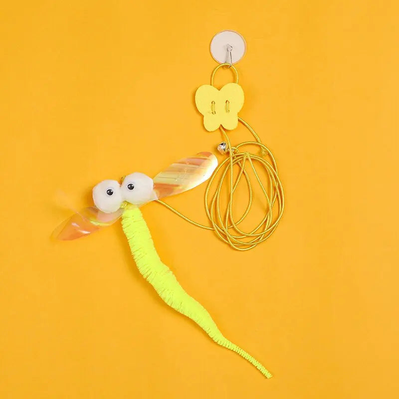 Interactive Hanging Cat Toy – Feather & Bell Teaser on Elastic Rope – 1.8m Adjustable Length