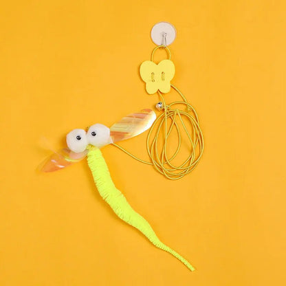 Interactive Hanging Cat Toy – Feather & Bell Teaser on Elastic Rope – 1.8m Adjustable Length