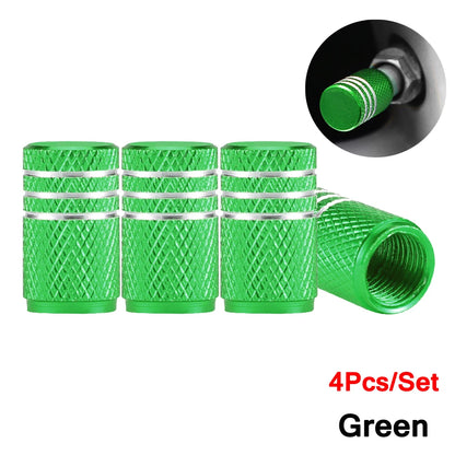 Aluminium Wheel Air Valve Covers – 4pcs Set with O-Ring Seal, Multi-Color