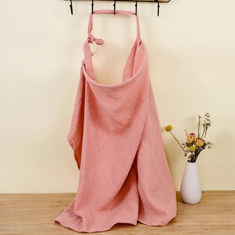 Breathable Cotton Baby Nursing Cover – Maternity Breastfeeding Shawl and Stroller Blanket, 100 × 60 cm