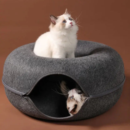 Donut Cat Bed & Tunnel - Dual-Use Toy