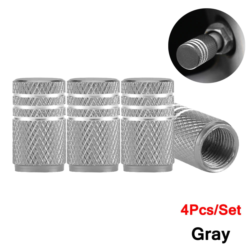 Aluminium Wheel Air Valve Covers – 4pcs Set with O-Ring Seal, Multi-Color