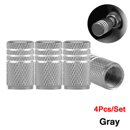 Aluminium Wheel Air Valve Covers – 4pcs Set with O-Ring Seal, Multi-Color