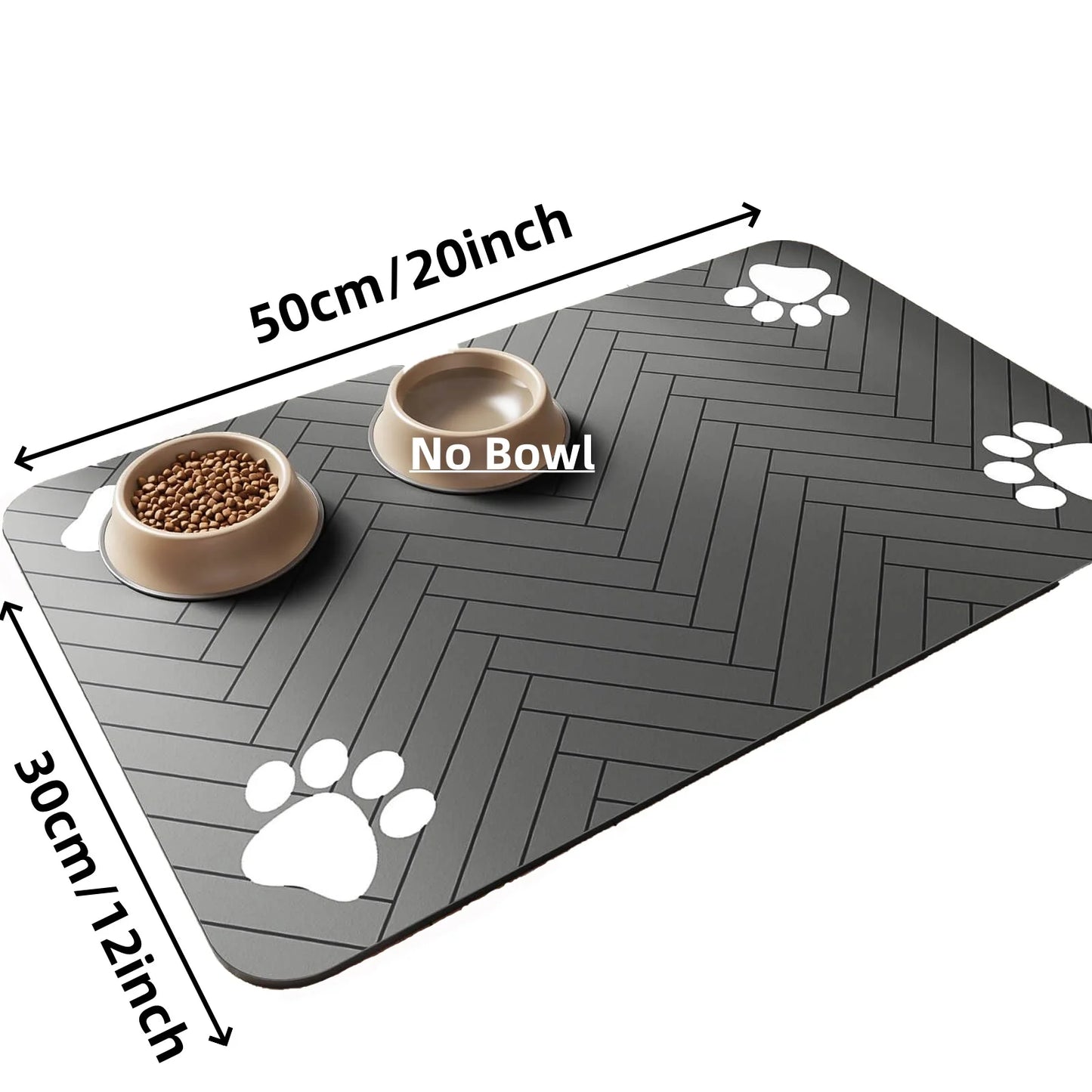 Absorbent Pet Feeding Mat with Waterproof Rubber Backing – Non-Slip Placemat for Dog and Cat Bowls