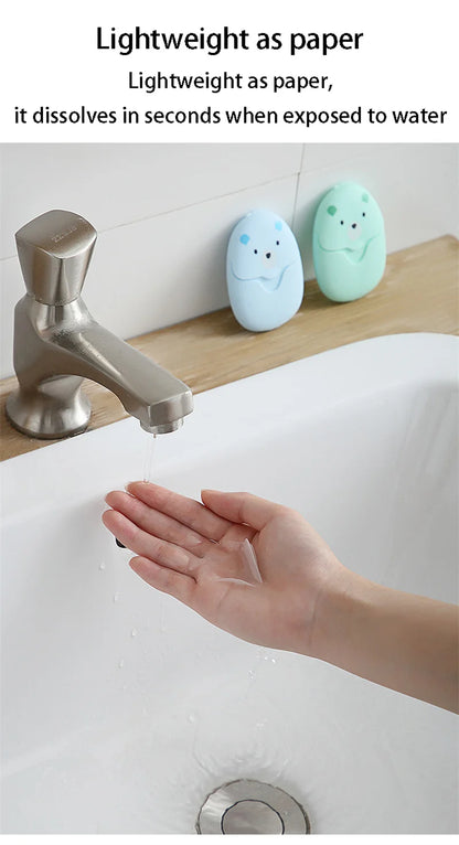 Disposable Cartoon Soap Sheets – Portable Hand Wash Paper – 50 Pieces