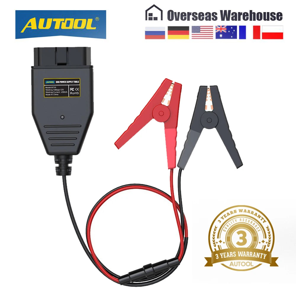 AUTOOL BT30 Car OBD2 ECU Memory Saver – Battery and Data Protection Tool