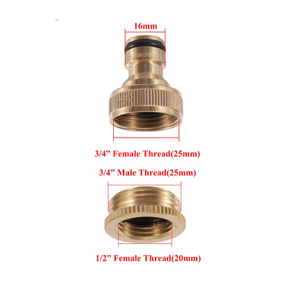 Brass Nipple Quick Connector – 1/2" to 3/4" Threaded Tap Adapter for Garden Hose & Washing Equipment
