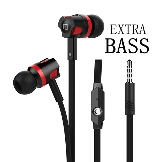 3.5mm Wired In-Ear Headphones with Microphone – Stereo Sound, Flat Tangle-Free Cable, Noise Isolation