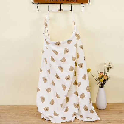 Breathable Cotton Baby Nursing Cover – Maternity Breastfeeding Shawl and Stroller Blanket, 100 × 60 cm