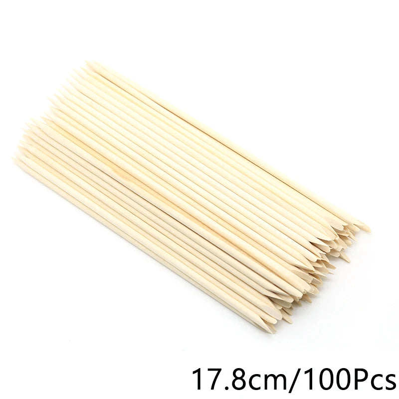 FUMOSIK Orange Wood Cuticle Pusher Combo – Natural Wooden Double-Ended Cuticle Remover Sticks