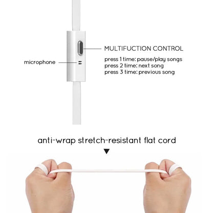 3.5mm Wired In-Ear Headphones with Microphone – Stereo Sound, Flat Tangle-Free Cable, Noise Isolation