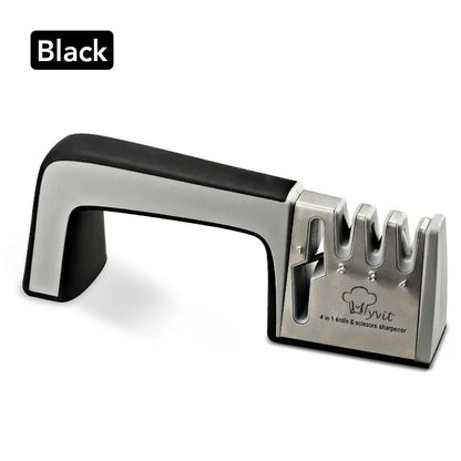 4-Stage Knife and Scissors Sharpener – Non-Slip Base, Ergonomic Handle, Diamond & Ceramic Slots