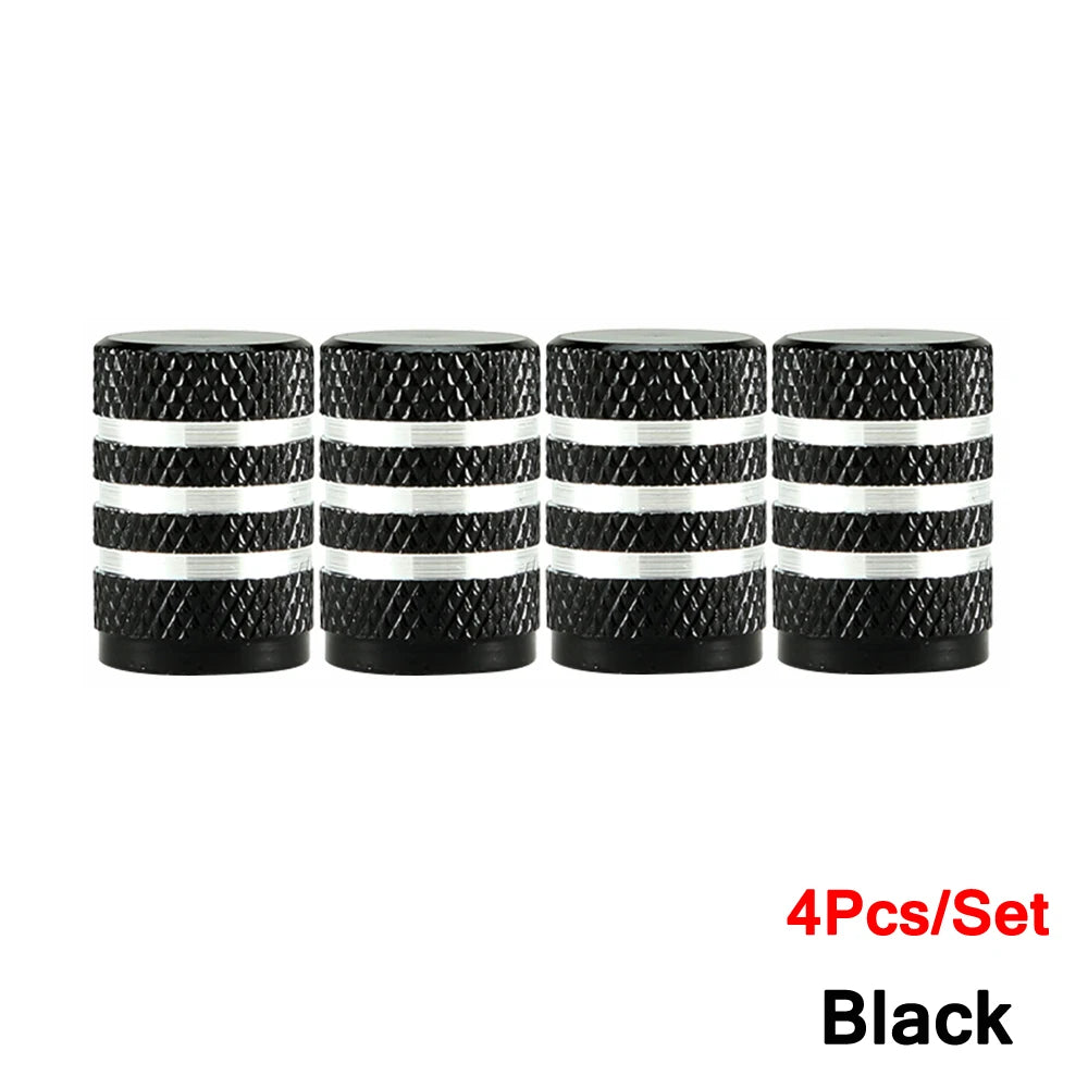 Aluminium Wheel Air Valve Covers – 4pcs Set with O-Ring Seal, Multi-Color