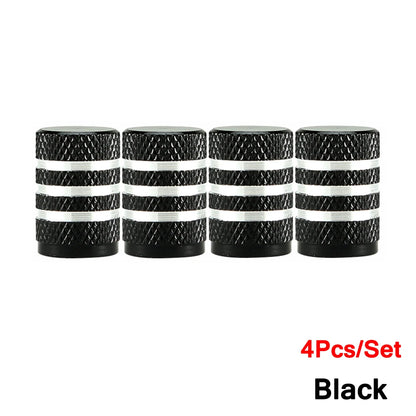 Aluminium Wheel Air Valve Covers – 4pcs Set with O-Ring Seal, Multi-Color