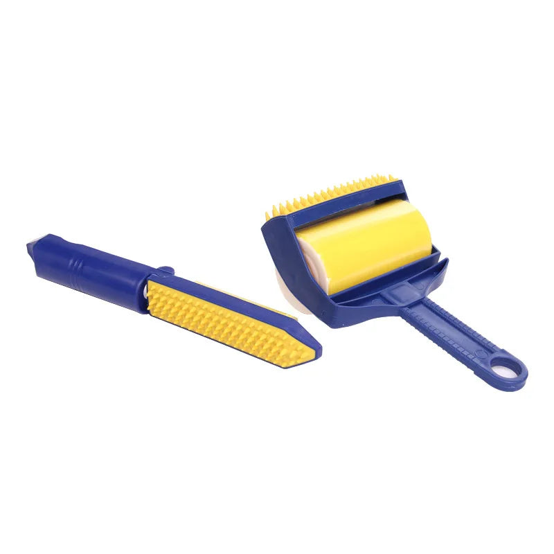 Reusable Pet Hair Remover Roller Set – Sticky Lint Roller with Travel Size Brush – For Furniture, Clothes & Car Seats