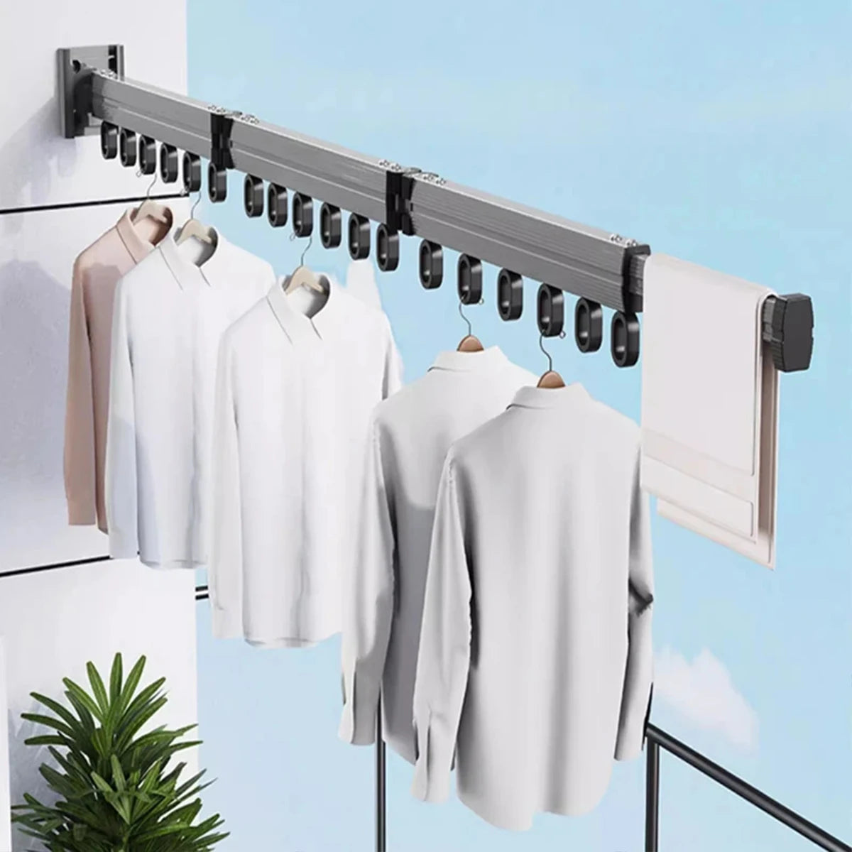 Wall-Mounted Foldable Aluminum Alloy Clothes Drying Rack