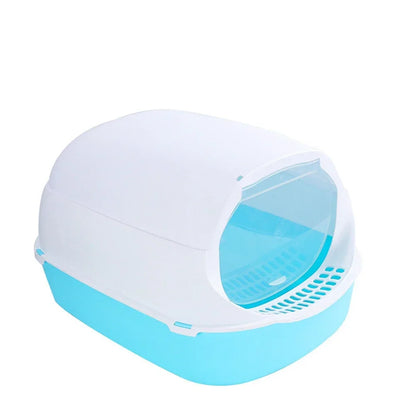 Semi-Enclosed Cat Litter Box – Splashproof, Easy-Clean Cat Toilet Tray – Multiple Sizes and Colors