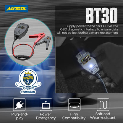 AUTOOL BT30 Car OBD2 ECU Memory Saver – Battery and Data Protection Tool