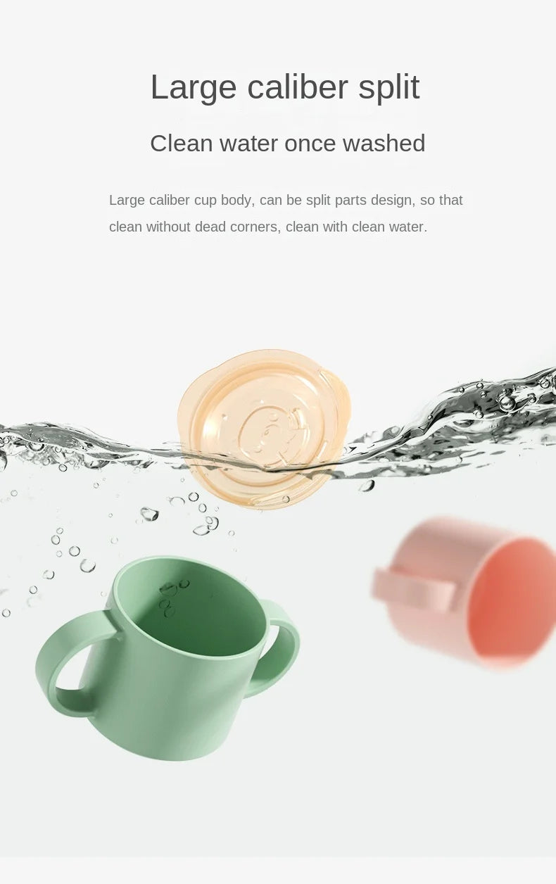 Baby Feeding Cups Kid Le150ml Baby Drinking Cup with Handle – Solid Color PP Plastic with Silicone Seal, Suitable for Ages 7 to 12 Yearsarning Drinking Cup with Double Handle Flip Lid Leakproof Infants Water Cups Bottle BPA Free with Lid