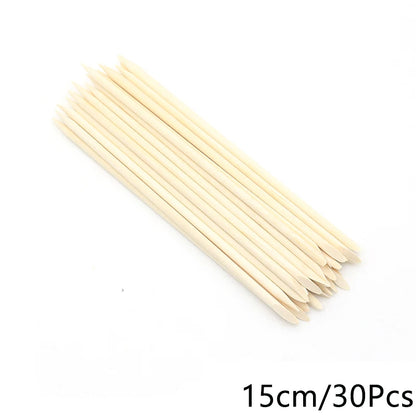 FUMOSIK Orange Wood Cuticle Pusher Combo – Natural Wooden Double-Ended Cuticle Remover Sticks