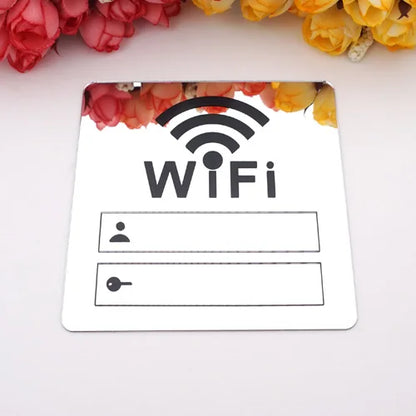 WIFI Sign 3D Acrylic Mirror Wall Sticker – Rewritable 10cm Square with Self-Adhesive Backing for Home and Public Spaces