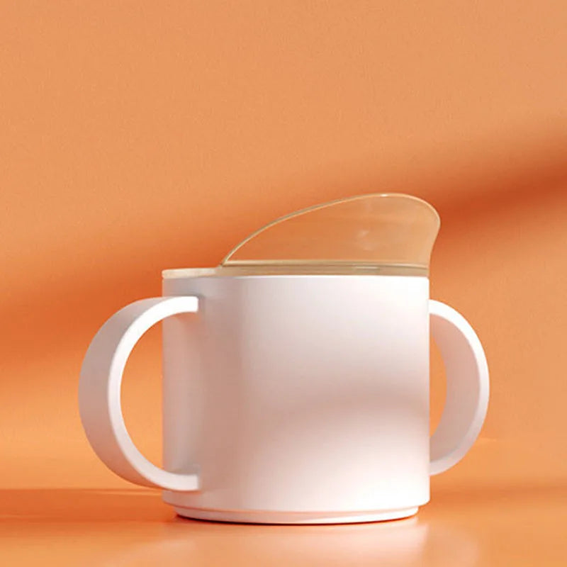 Baby Feeding Cups Kid Le150ml Baby Drinking Cup with Handle – Solid Color PP Plastic with Silicone Seal, Suitable for Ages 7 to 12 Yearsarning Drinking Cup with Double Handle Flip Lid Leakproof Infants Water Cups Bottle BPA Free with Lid
