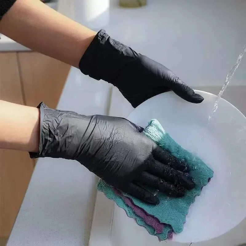 Black Nitrile Disposable Gloves – Powder-Free, Touch Screen Compatible, Waterproof – 100pcs Box