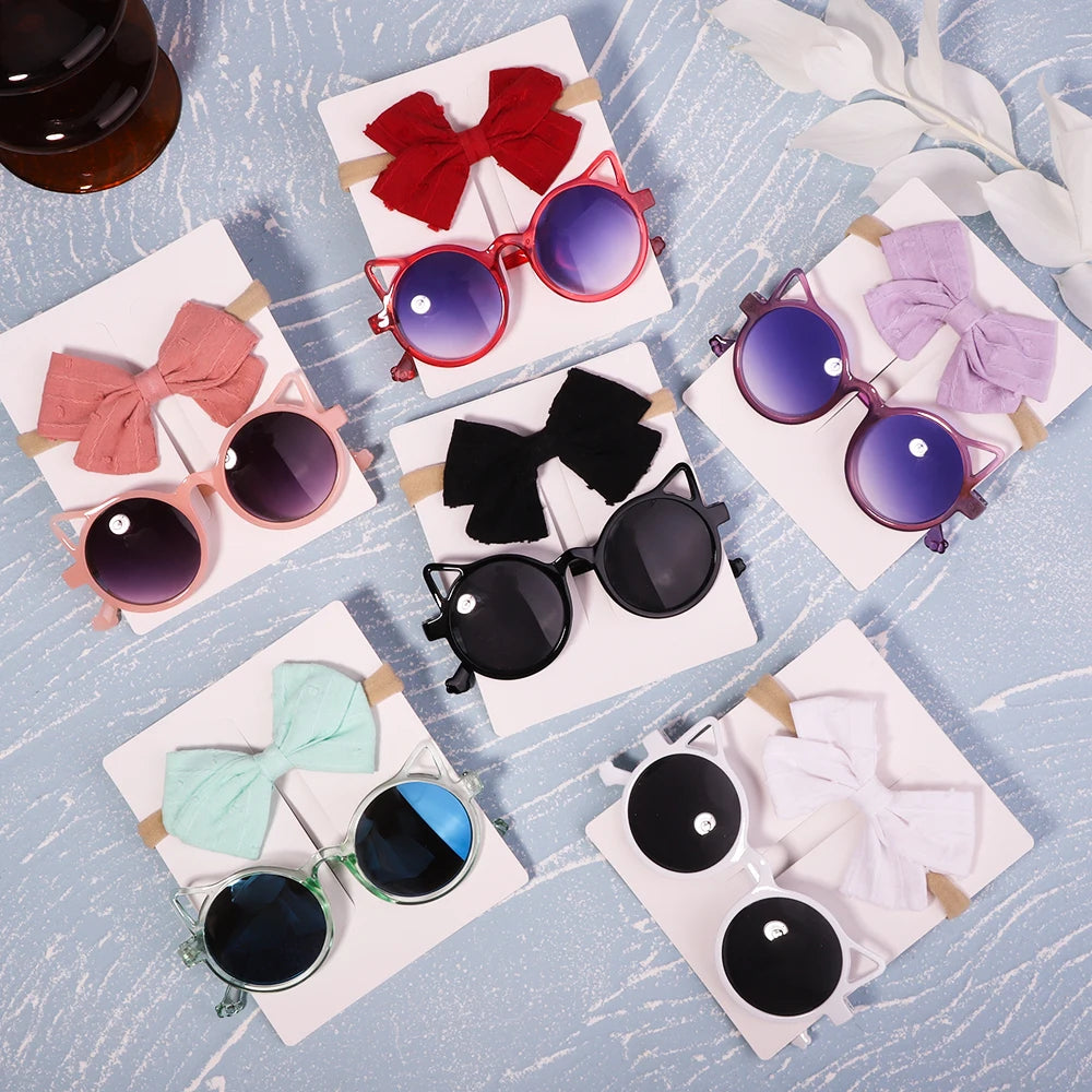 Kids Summer Bows & Sunglasses Set - 2pcs