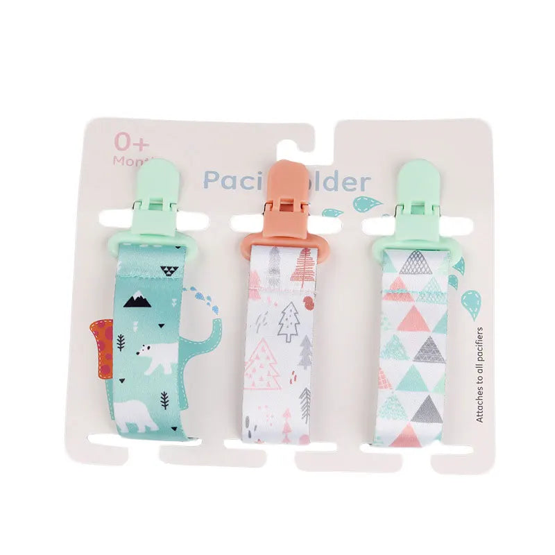 Baby Pacifier Clip Set – 3 Pieces Polyester Clips, 26 cm Length