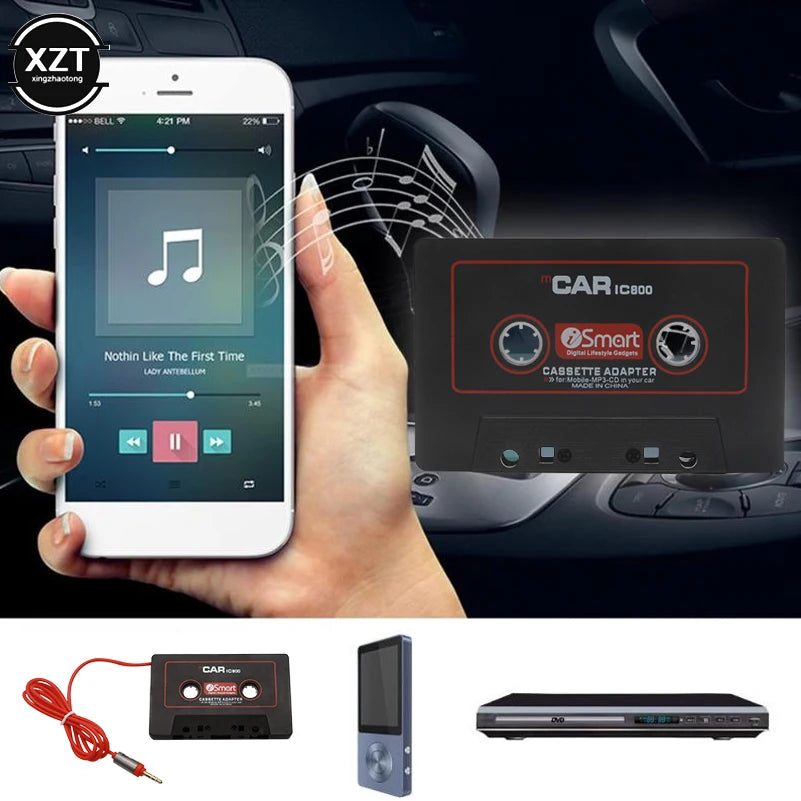 Car Cassette Tape Adapter – 3.5mm AUX Audio Converter for MP3/Phone