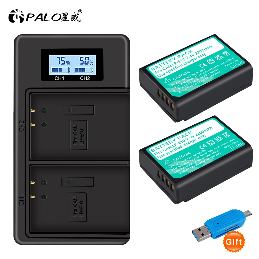 Rechargeable Camera Battery – LP-E10 Type, 7.4V 2200mAh, Compatible with Canon EOS DSLR Models