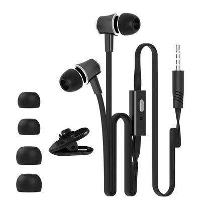 3.5mm Wired In-Ear Headphones with Microphone – Stereo Sound, Flat Tangle-Free Cable, Noise Isolation