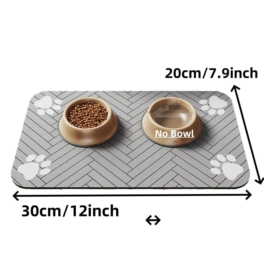 Absorbent Pet Feeding Mat with Waterproof Rubber Backing – Non-Slip Placemat for Dog and Cat Bowls